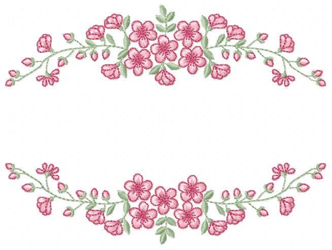 Monogram Frame with roses embroidery designs - Flower Laurel wreath machine embroidery pattern - Kitchen Towel file - Instant download jef