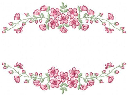 Monogram Frame with roses embroidery designs - Flower Laurel wreath machine embroidery pattern - Kitchen Towel file - Instant download jef