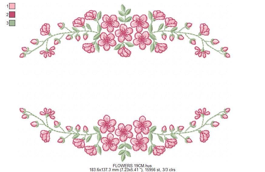 Monogram Frame with roses embroidery designs - Flower Laurel wreath machine embroidery pattern - Kitchen Towel file - Instant download jef