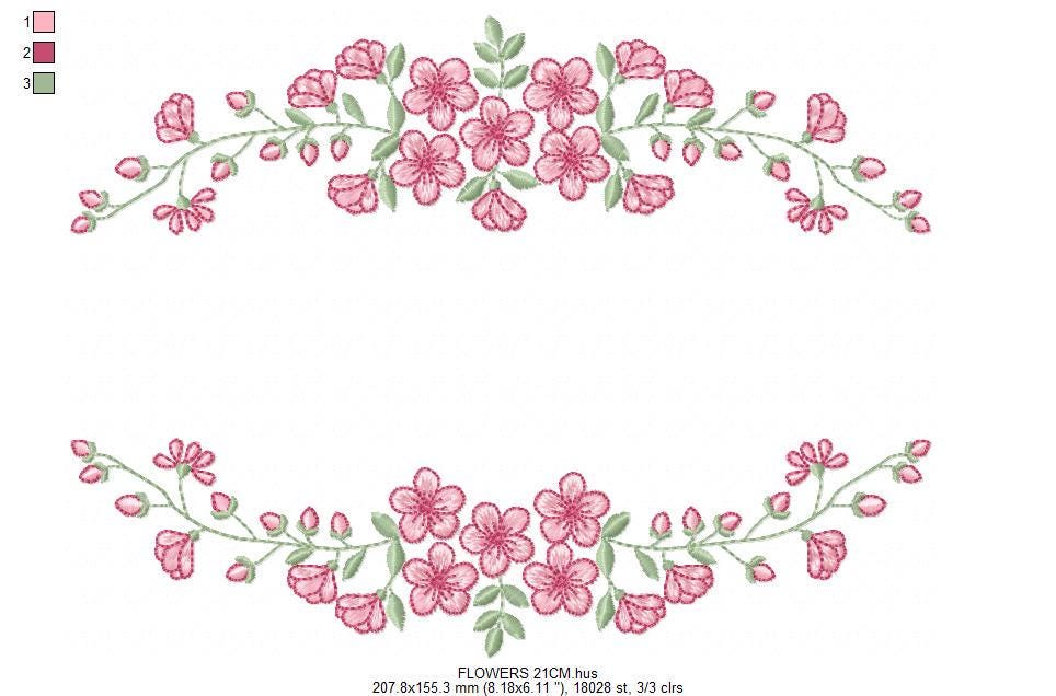 Monogram Frame with roses embroidery designs - Flower Laurel wreath machine embroidery pattern - Kitchen Towel file - Instant download jef