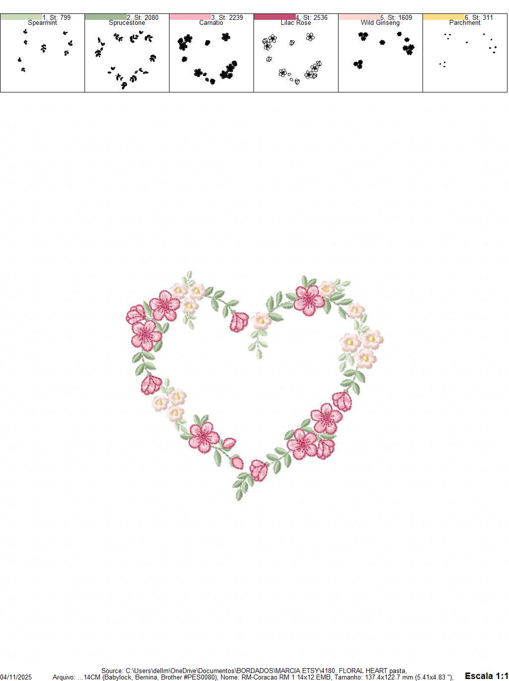 Heart with flowers embroidery designs - Flower heart frame machine embroidery pattern - Baby girl file - Instant digital download pes jef