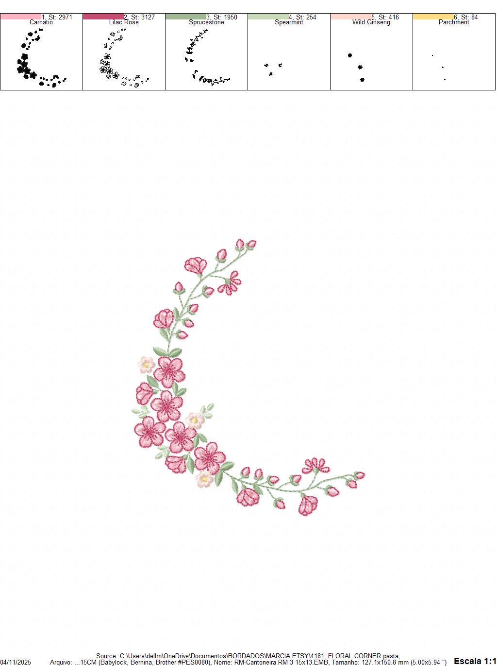 Roses Corner embroidery designs - Cherry Blossom Flowers machine embroidery pattern - Floral Frame file - Instant digital download pes jef