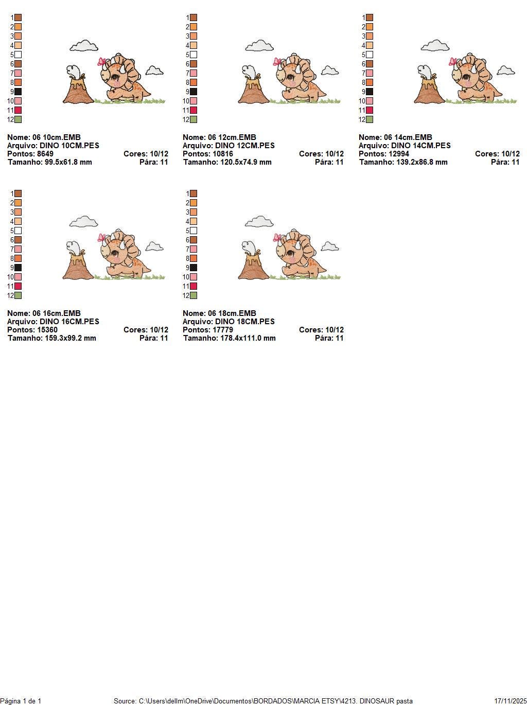 Dinosaur embroidery designs - Dino with split for name machine embroidery pattern - Baby Boy Triceratops with volcano - Instant download pes