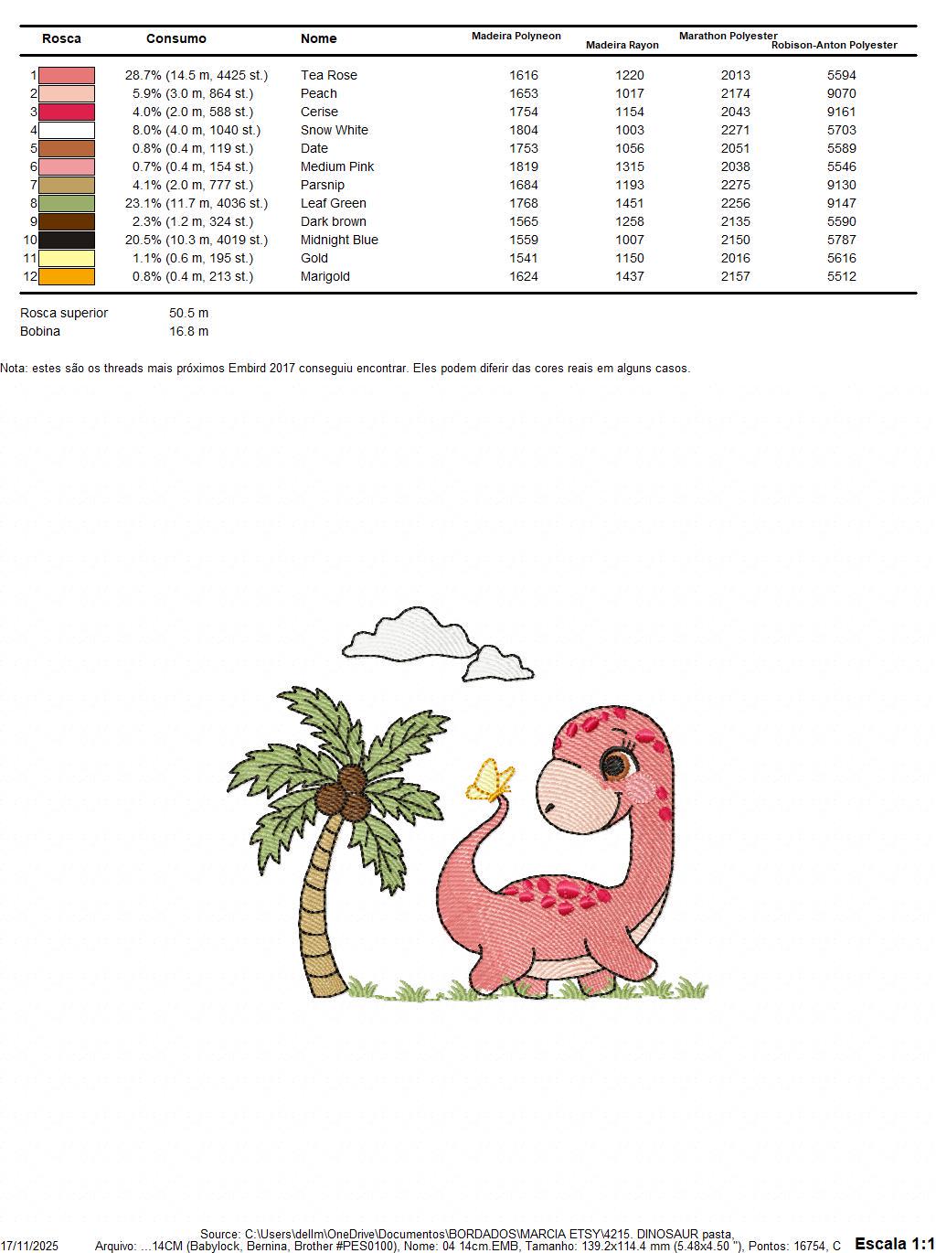 Dinosaur embroidery designs - Dino with coconut tree machine embroidery pattern - Baby boy and girl Brontosaurus - instant digital download