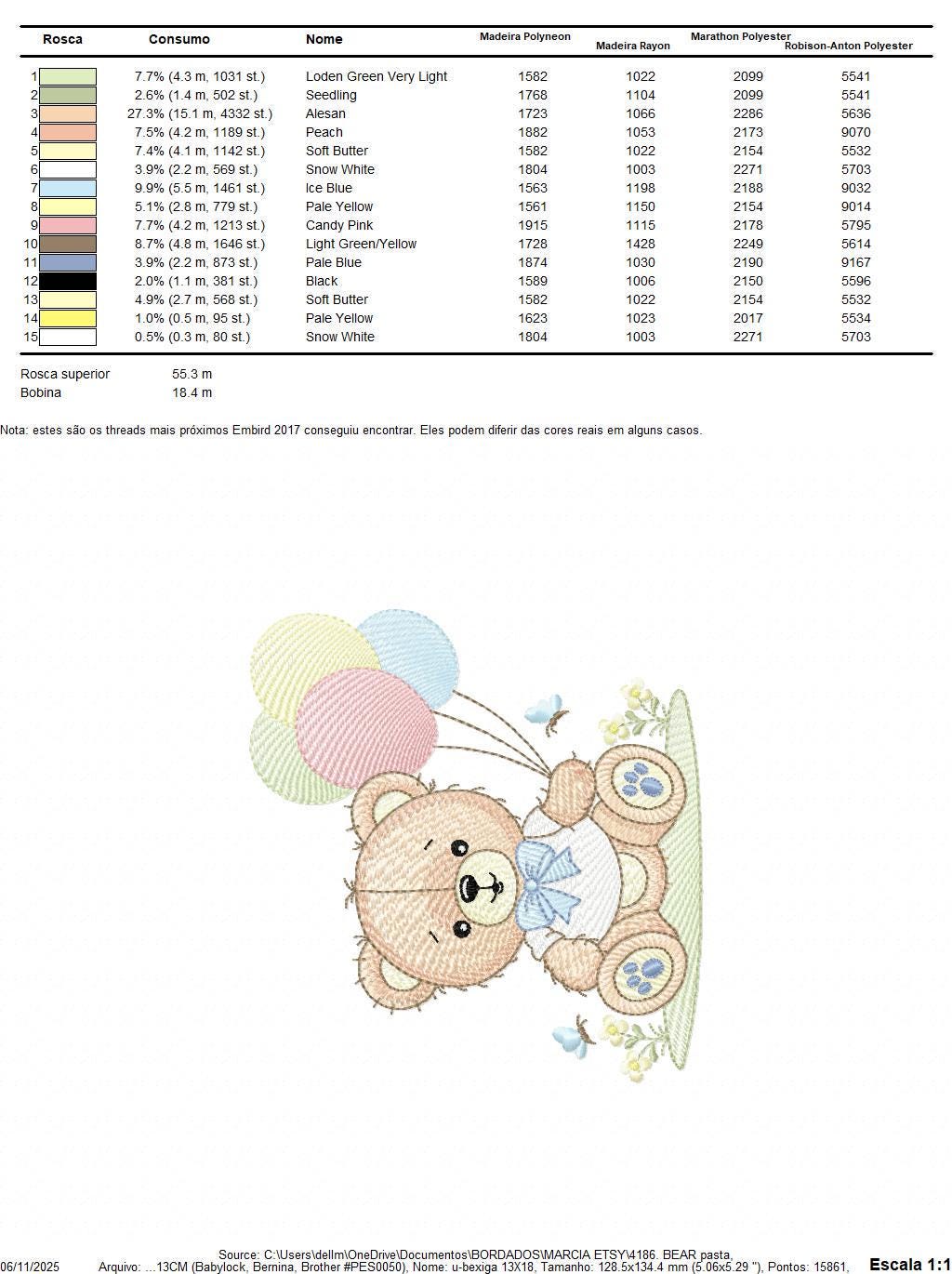 Bear with balloons embroidery designs - Baby Boy Bear with butterflies machine embroidery pattern - Birthday party - Instant download pes