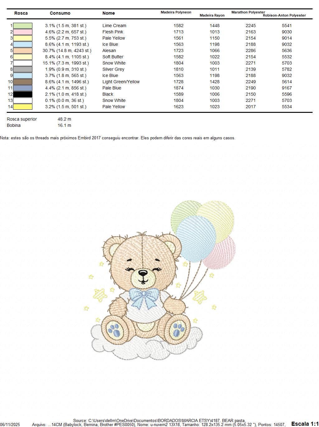 Bear with balloons embroidery designs - Baby Boy Bear with stars and cloud machine embroidery pattern - Birthday party - Instant download