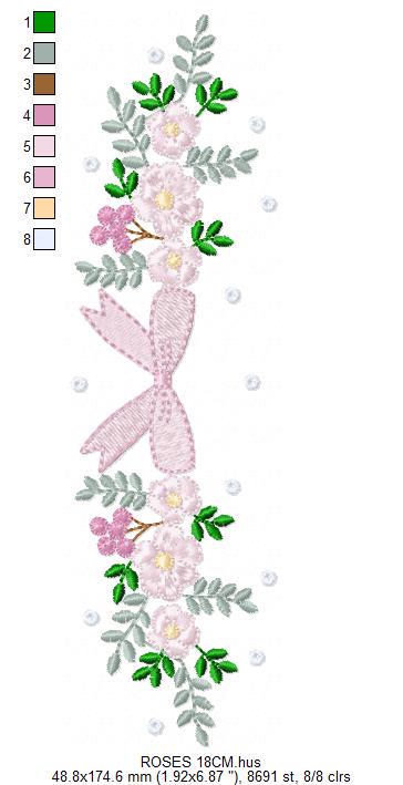Monogram Frame with roses embroidery designs - Flower Laurel wreath machine embroidery pattern - Rose baby girl file - Instant download jef