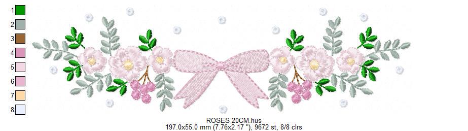 Monogram Frame with roses embroidery designs - Flower Laurel wreath machine embroidery pattern - Rose baby girl file - Instant download jef