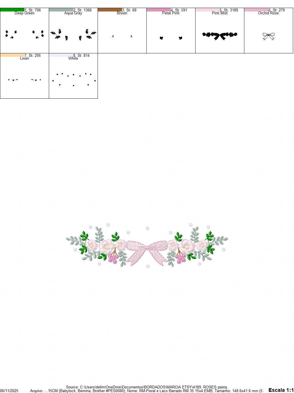 Monogram Frame with roses embroidery designs - Flower Laurel wreath machine embroidery pattern - Rose baby girl file - Instant download jef