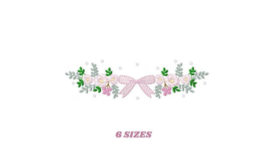 Monogram Frame with roses embroidery designs - Flower Laurel wreath machine embroidery pattern - Rose baby girl file - Instant download jef