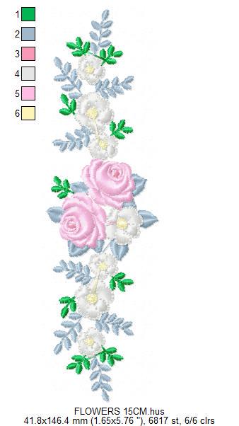 Flower line embroidery designs - Roses Divider machine embroidery pattern - Kitchen towel file - Instant download pes jef dst vp3 hus xxx