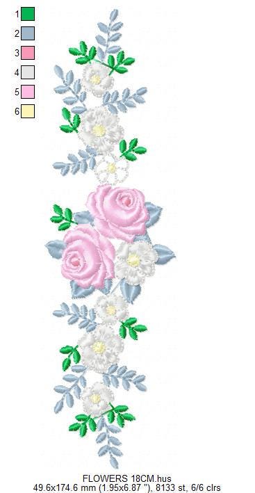 Flower line embroidery designs - Roses Divider machine embroidery pattern - Kitchen towel file - Instant download pes jef dst vp3 hus xxx