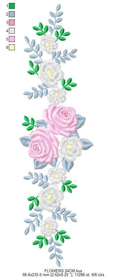 Flower line embroidery designs - Roses Divider machine embroidery pattern - Kitchen towel file - Instant download pes jef dst vp3 hus xxx