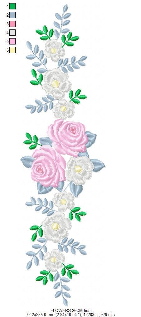Flower line embroidery designs - Roses Divider machine embroidery pattern - Kitchen towel file - Instant download pes jef dst vp3 hus xxx