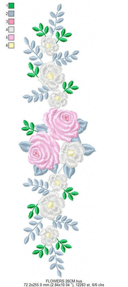 Flower line embroidery designs - Roses Divider machine embroidery pattern - Kitchen towel file - Instant download pes jef dst vp3 hus xxx