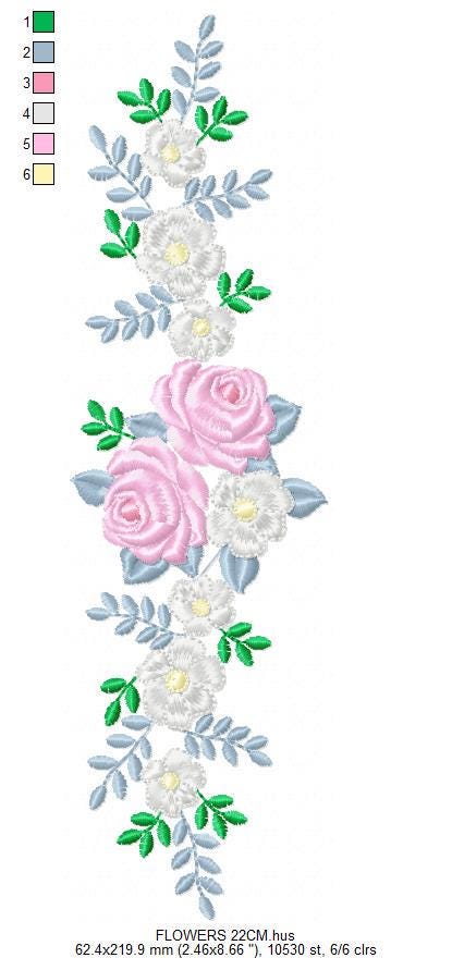 Flower line embroidery designs - Roses Divider machine embroidery pattern - Kitchen towel file - Instant download pes jef dst vp3 hus xxx