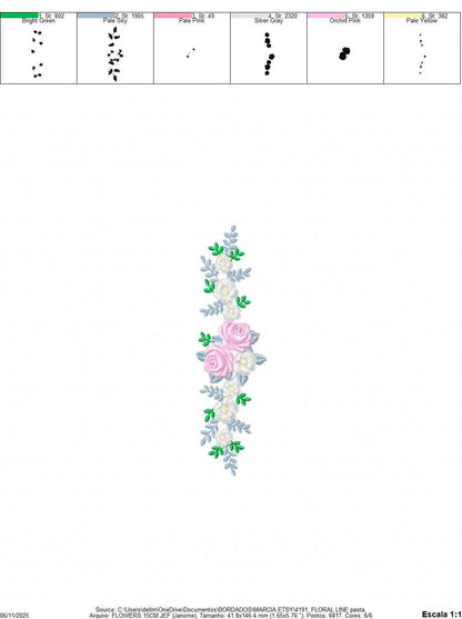 Flower line embroidery designs - Roses Divider machine embroidery pattern - Kitchen towel file - Instant download pes jef dst vp3 hus xxx