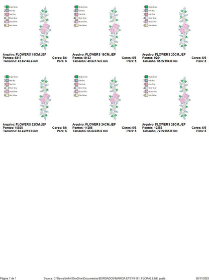 Flower line embroidery designs - Roses Divider machine embroidery pattern - Kitchen towel file - Instant download pes jef dst vp3 hus xxx