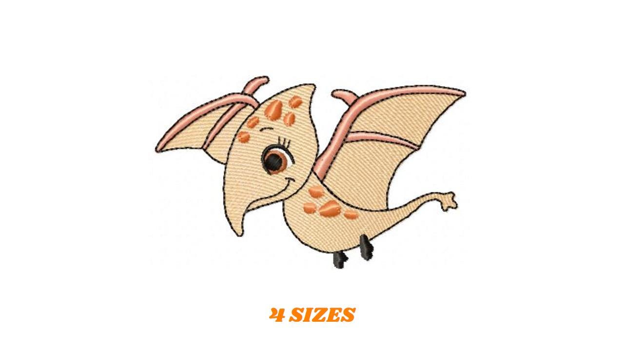 Dinosaur embroidery designs - Baby Boy Flying Dino machine embroidery pattern - Pterodactyl - Instant digital download pes jef dst hus vp3