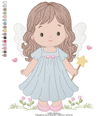 Fairy embroidery designs - Baby girl with wings and wand machine embroidery pattern - Garden Pixie file - Instant Download pes jef dst hus