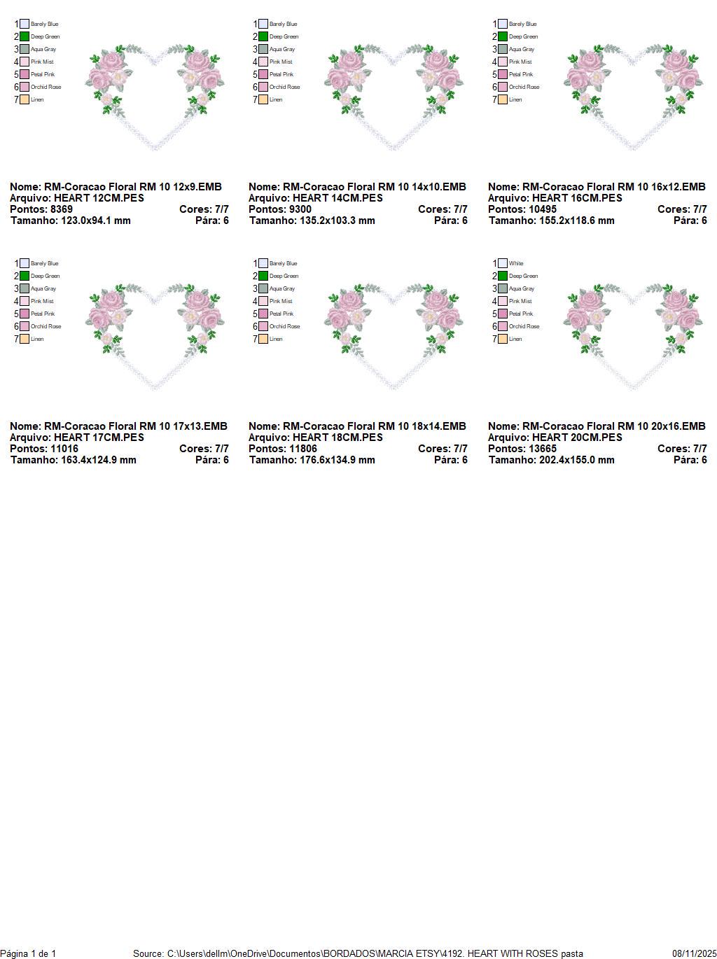 Heart with flowers embroidery designs - Flower heart frame machine embroidery pattern - Baby girl file - Instant digital download pes jef