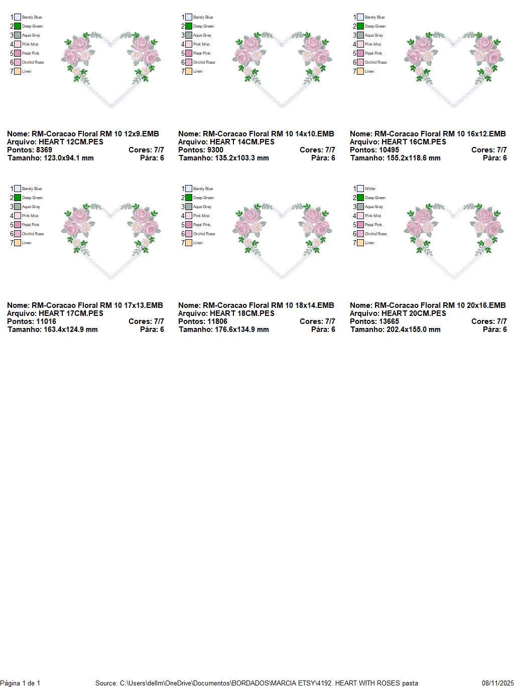 Heart with flowers embroidery designs - Flower heart frame machine embroidery pattern - Baby girl file - Instant digital download pes jef