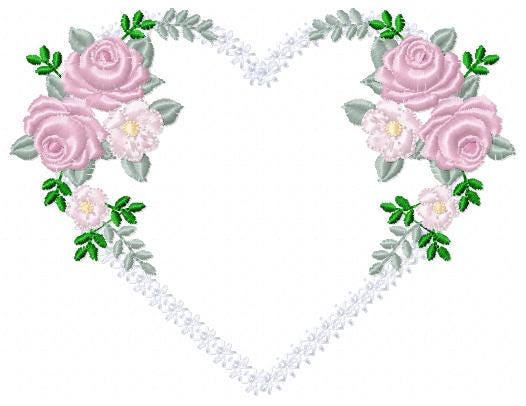 Heart with flowers embroidery designs - Flower heart frame machine embroidery pattern - Baby girl file - Instant digital download pes jef