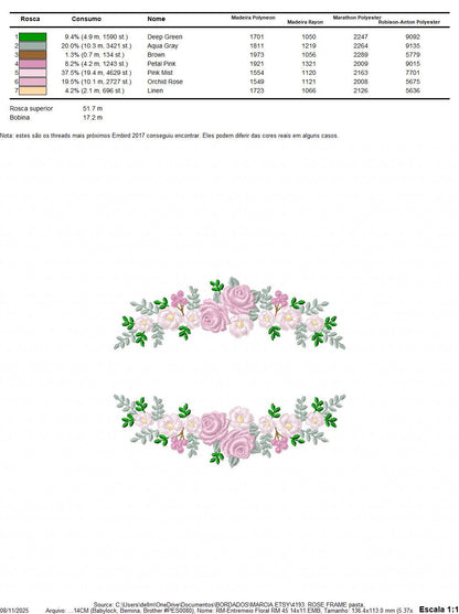 Monogram Frame with roses embroidery designs - Flower Laurel wreath machine embroidery pattern - Kitchen Towel file - Instant download jef