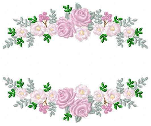 Monogram Frame with roses embroidery designs - Flower Laurel wreath machine embroidery pattern - Kitchen Towel file - Instant download jef