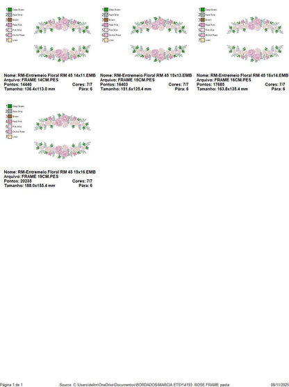 Monogram Frame with roses embroidery designs - Flower Laurel wreath machine embroidery pattern - Kitchen Towel file - Instant download jef