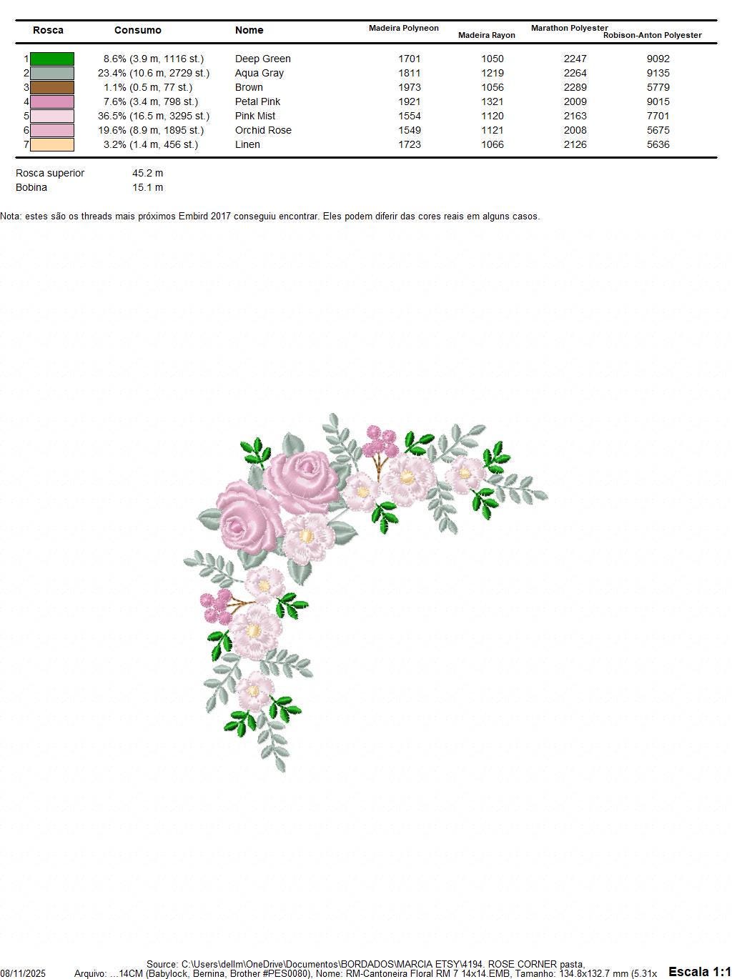 Roses Corner embroidery designs - Flower laurel machine embroidery pattern - Floral Frame embroidery file - Instant digital download pes jef