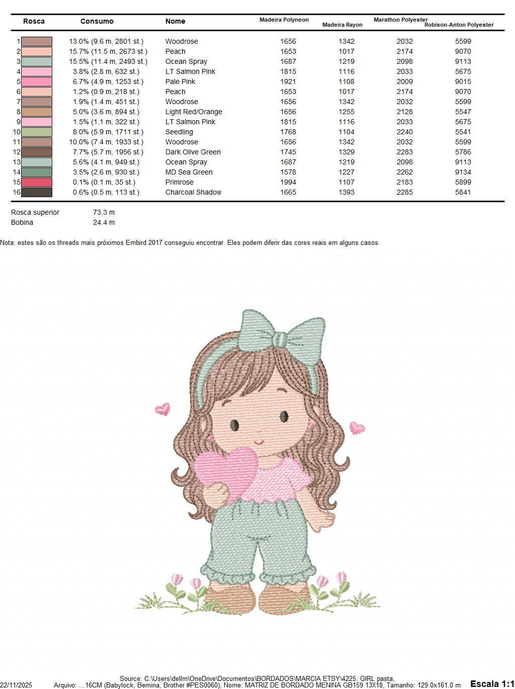 Baby girl embroidery designs - Girl with long hair and heart machine embroidery pattern - Princess with flower - Instant download pes jef