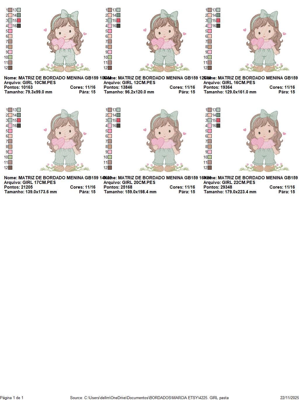 Baby girl embroidery designs - Girl with long hair and heart machine embroidery pattern - Princess with flower - Instant download pes jef