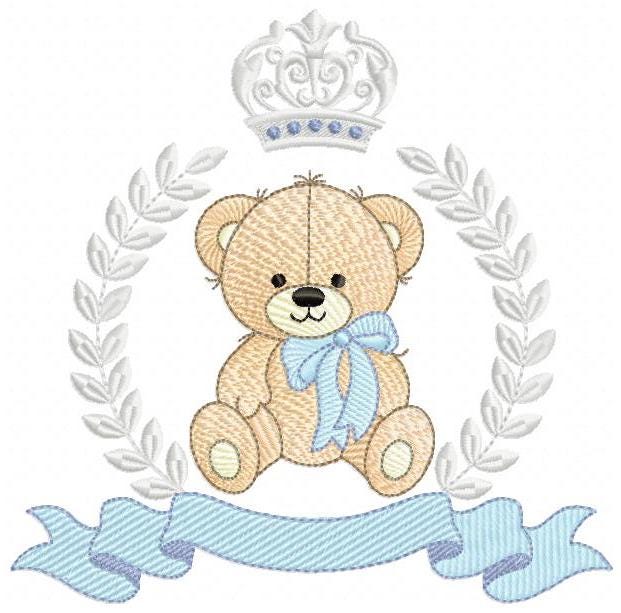 Frame Male Bear embroidery designs - Laurel Teddy Bear machine embroidery pattern - Baby Boy Bear wreath file - Instant digital download pes