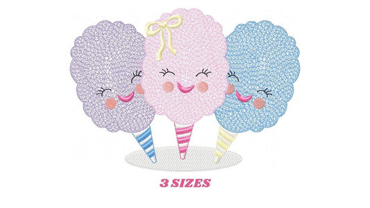 Cotton candy embroidery designs - Children Ice cream machine embroidery pattern - Cotton candy cart file - Instant digital download pes jef