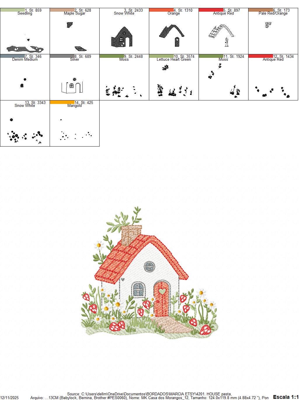 Fairytale Magical House embroidery designs - Fairy house with mushrooms and strawberries machine pattern - Baby girl file - Instant download