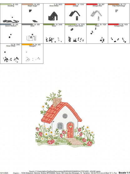 Fairytale Magical House embroidery designs - Fairy house with mushrooms and strawberries machine pattern - Baby girl file - Instant download