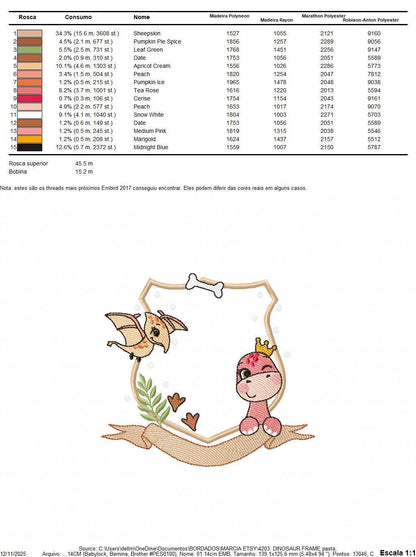 Dinosaur embroidery designs - Dino monogram frame machine embroidery pattern - Baby Girl and Boy file T rex - Instant download pes jef dst