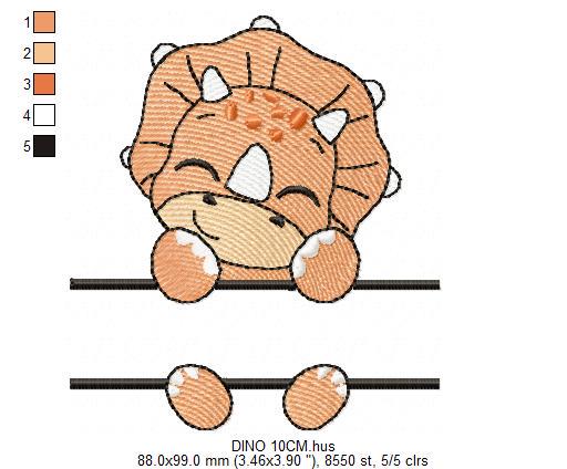 Dinosaur embroidery designs - Dino with split for name machine embroidery pattern - Baby Boy Triceratops file - Instant download pes jef dst