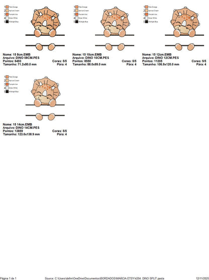Dinosaur embroidery designs - Dino with split for name machine embroidery pattern - Baby Boy Triceratops file - Instant download pes jef dst