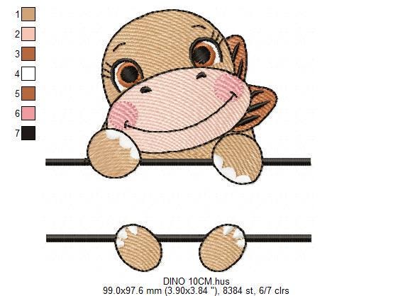 Baby Girl Dinosaur with frame for name embroidery designs - Split Dino machine embroidery pattern - Baby boy file - Instant download pes jef