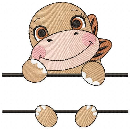 Baby Girl Dinosaur with frame for name embroidery designs - Split Dino machine embroidery pattern - Baby boy file - Instant download pes jef