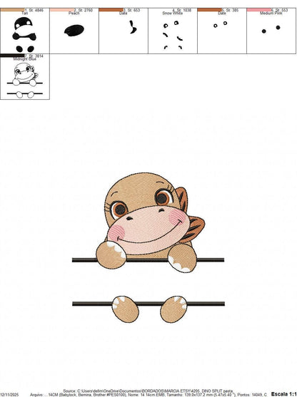 Baby Girl Dinosaur with frame for name embroidery designs - Split Dino machine embroidery pattern - Baby boy file - Instant download pes jef