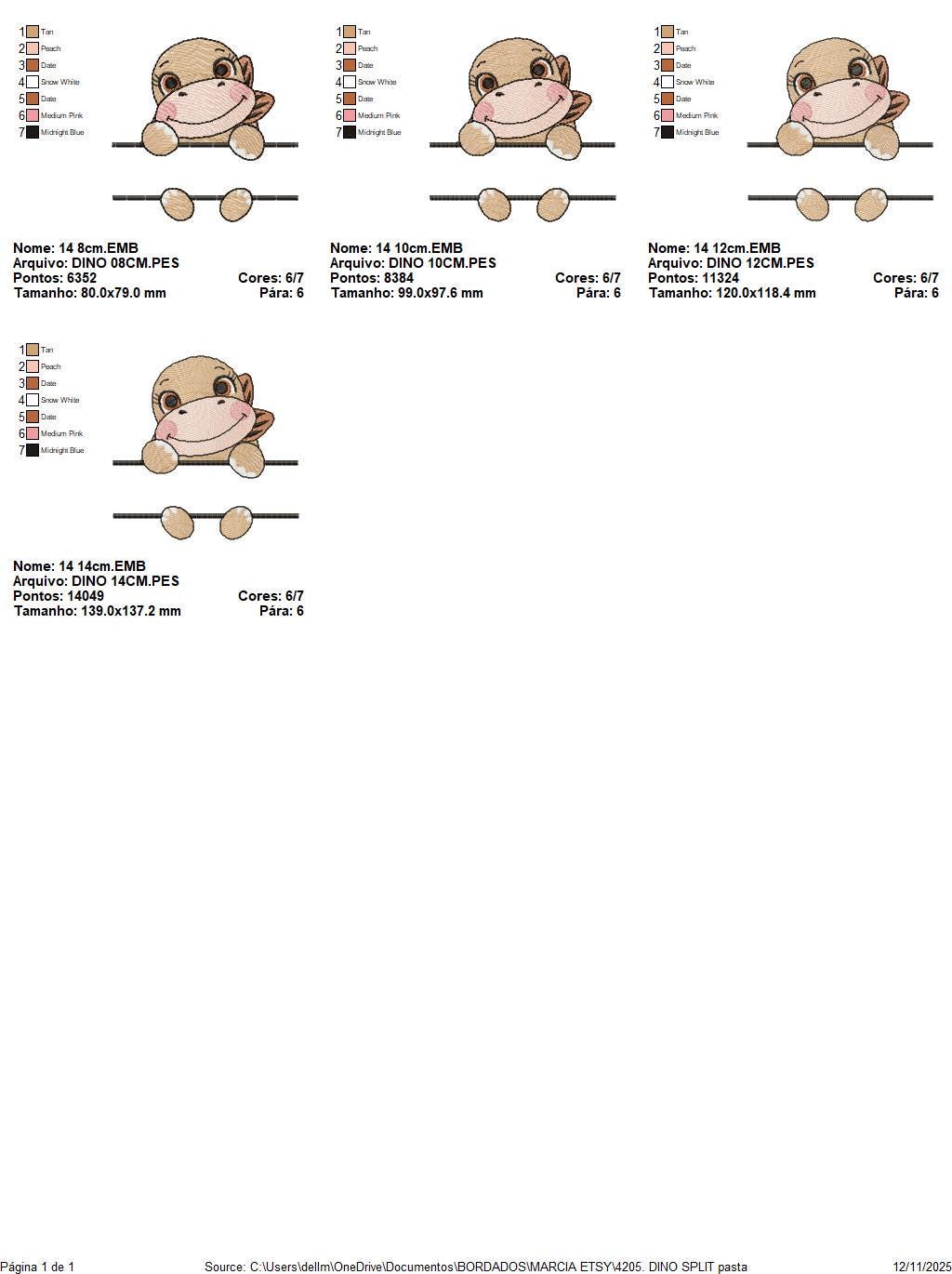 Baby Girl Dinosaur with frame for name embroidery designs - Split Dino machine embroidery pattern - Baby boy file - Instant download pes jef