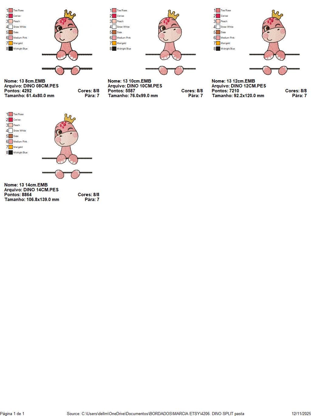 Baby Boy Dinosaur eith crown embroidery designs - Dino with split for name machine embroidery pattern - Instant digital download pes jef dst