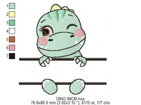 Dinosaur embroidery designs - Dino with split for name machine embroidery pattern - Baby Boy Tyrannosaurus file T rex - Instant download pes