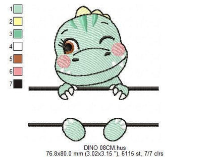 Dinosaur embroidery designs - Dino with split for name machine embroidery pattern - Baby Boy Tyrannosaurus file T rex - Instant download pes