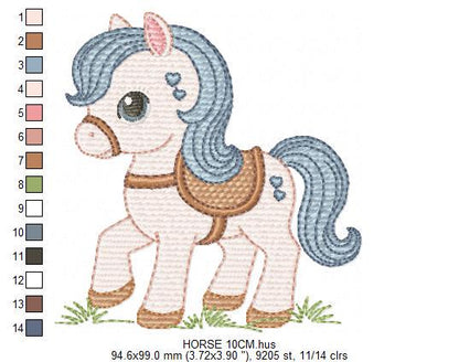 Horse embroidery design - Farm Ranch Pony machine embroidery pattern - Baby Boy Cowboy Horse file - Instant digital download pes jef dst hus