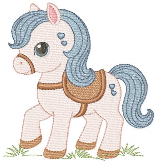 Horse embroidery design - Farm Ranch Pony machine embroidery pattern - Baby Boy Cowboy Horse file - Instant digital download pes jef dst hus