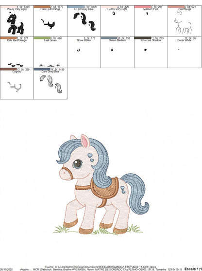 Horse embroidery design - Farm Ranch Pony machine embroidery pattern - Baby Boy Cowboy Horse file - Instant digital download pes jef dst hus